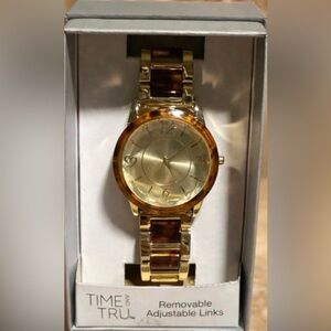 NEW Time And Tru Adult Ladies Faux Tortoise Bracelet Watch